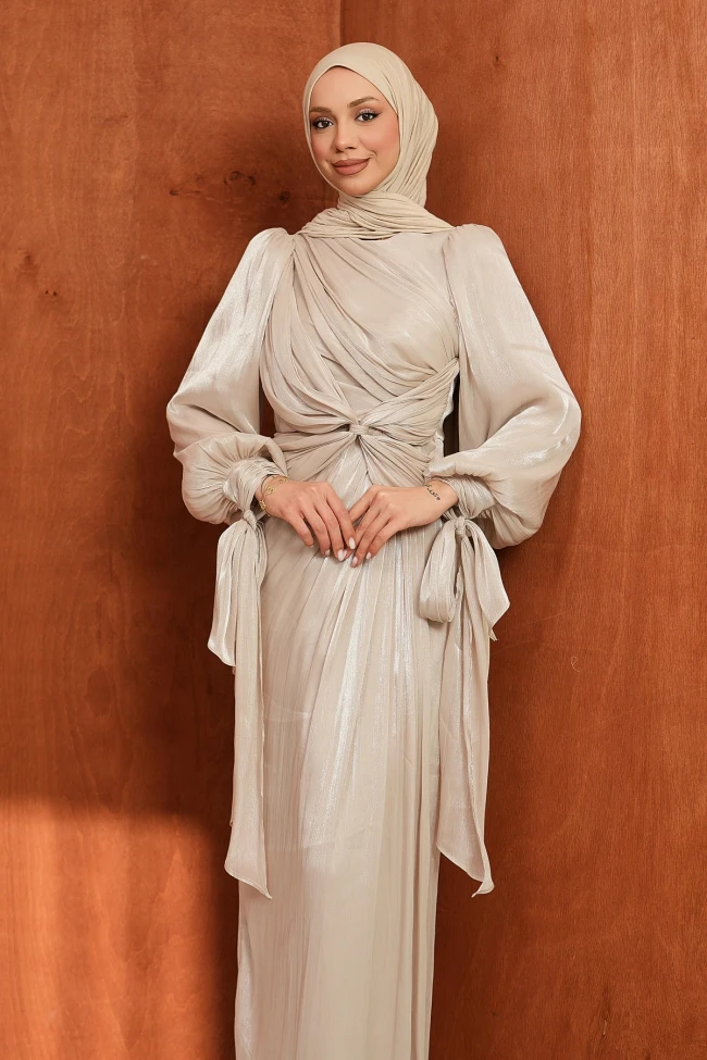 Taş Ön Detaylı Şifon abiye