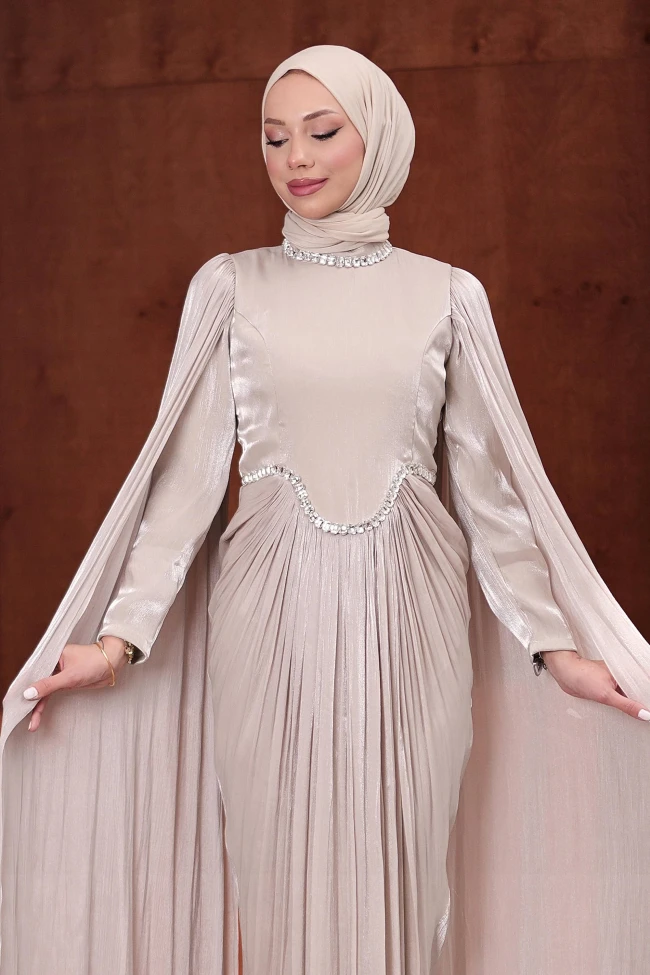 Taş Önü Drapeli Taşlı Abiye