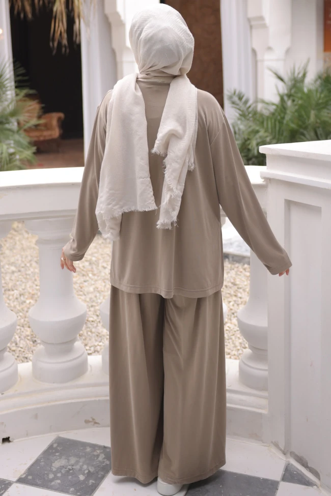 Vizon Sweat Pantolonlu Modal Takım