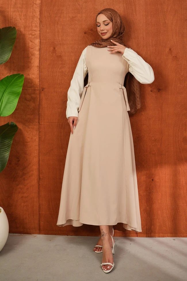 Bej Kendinden Kemerli Dabıl Jile