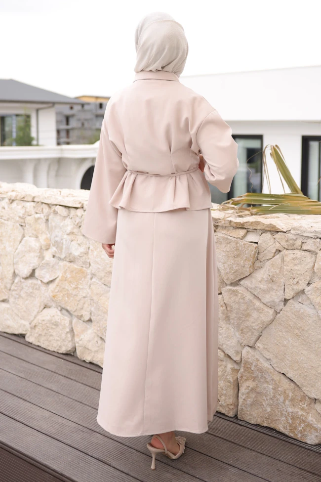 Bej Pens Dikişli Gömlek Etekli Dabıl Takım