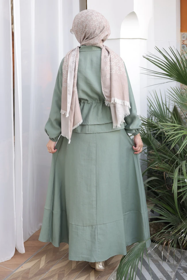 Haki Ceket Etekli Takım