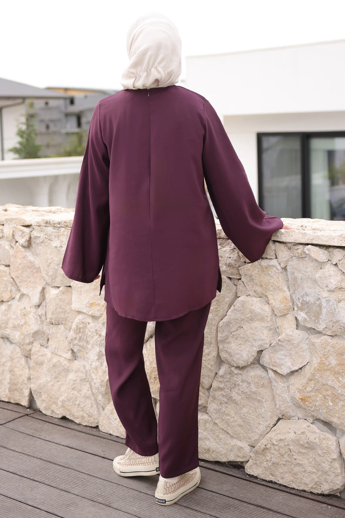 Mürdüm İspanyol Kol Tunik Pantolonlu Takım