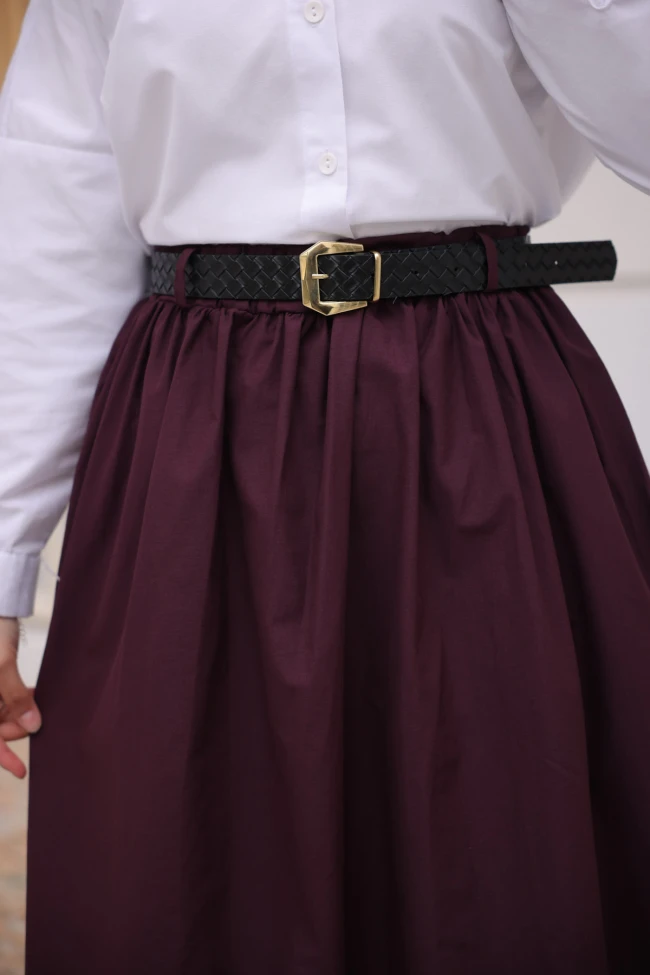 Mürdüm Kemerli Cepli Polin Etek