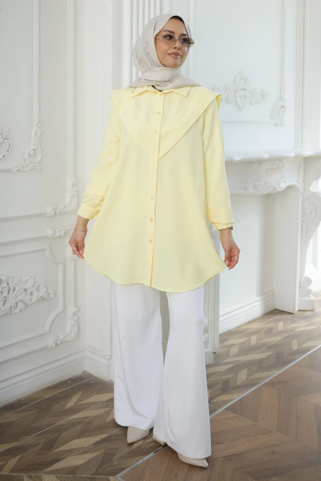 Sarı Ön Detaylı Linda Tunik