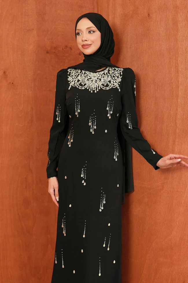 Siyah Taşlı Balık Model Abiye