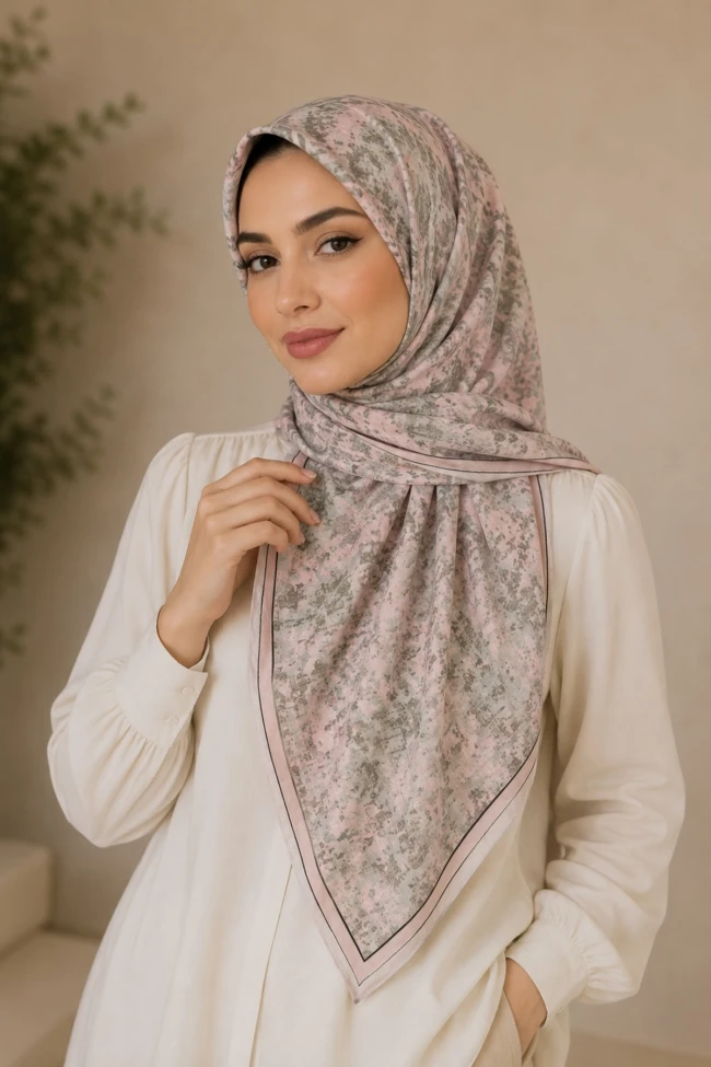 Pudra Pamuklu Soft Eşarp