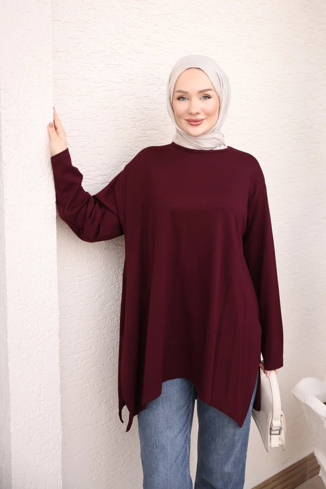 Mürdüm Asimetrik Kesim Oys Tunik