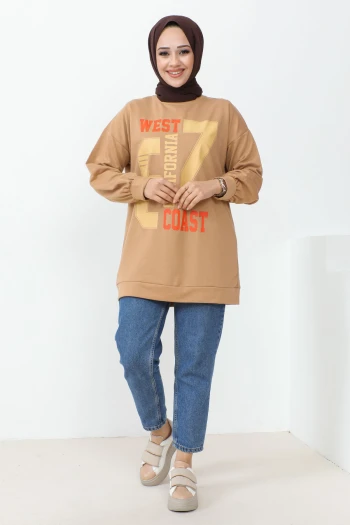 Bisküvi West Baskılı İki İplik Sweatshirt
