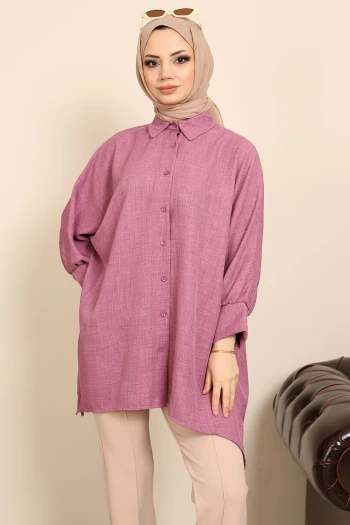 Gül Kurusu Yarasa Kol Yırtmaçlı Tunik