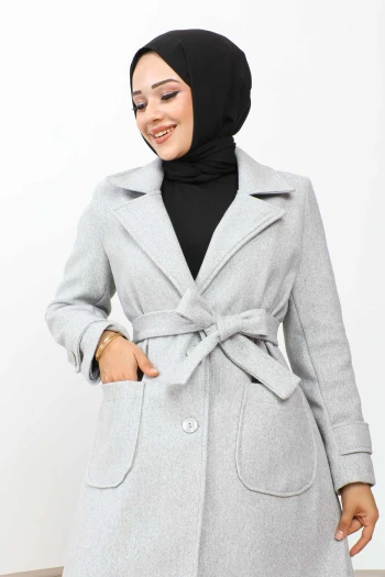 Kuruvaze Yaka Cepli Kaşe Kaban