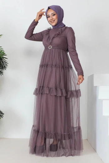 Ön Detaylı Fırfırlı Abiye