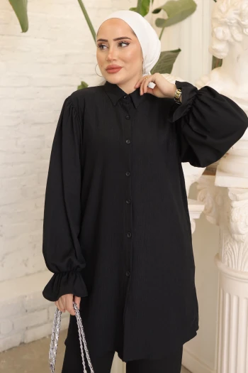 Siyah Kol Detaylı Bürümcük Takım