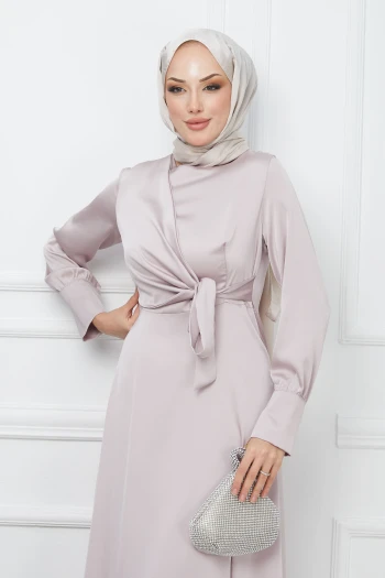 Taş Bağlamalı Saten Abiye