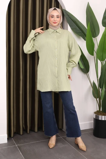 Mint Kol Detaylı Tunik