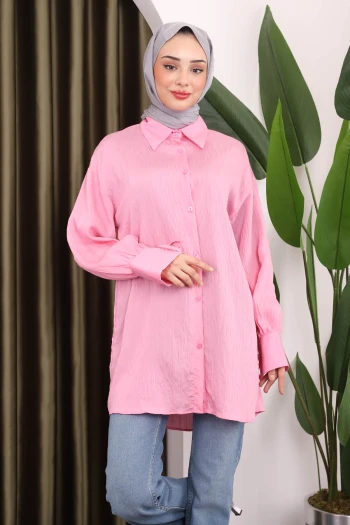 Pembe Kol Detaylı Tunik