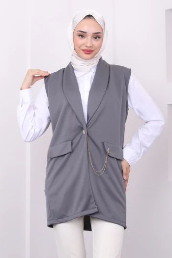 Füme Zincir Detaylı Yelek