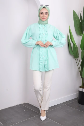Mint Bebe Yaka Taşlı Gömlek