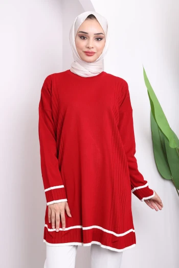 Bisiklet Yaka Merserize Salaş Triko Tunik