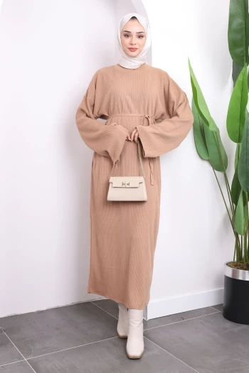 Bisküvi Balıkçı Yaka Triko Elbise