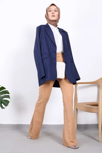 Bisküvi Yüksek Bel Çimalı İspanyol Pantolon