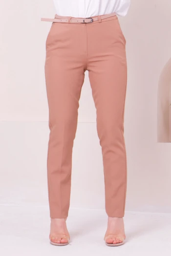Taba Cep Detaylı Kemerli Kalem Kumaş Pantolon