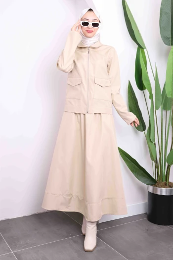 Taş Etekli Ceket Bondit Takım