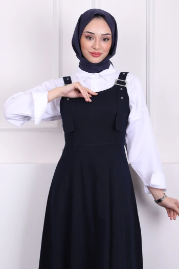 Lacivert Fermuar Detaylı Gabardin Jile