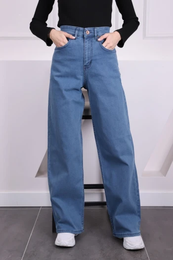 Mavi Yüksek Bel Palazzo Kot Pantolon