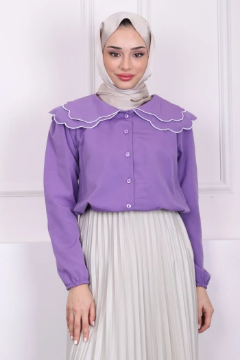 Mor Bebe Yaka Terikotan Gömlek