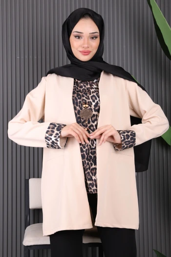 Taş İçlik Kolye Ceket Üçlü Kombin Takım