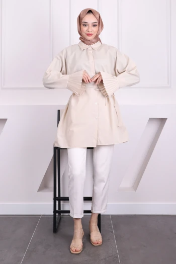 Taş Kol Piliseli Terikoton Tunik