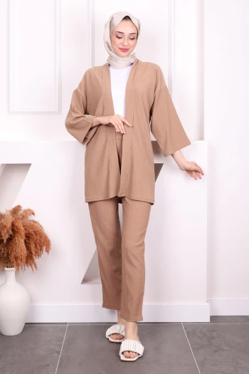 Vizon Bürümcük Kimono Pantolon Takım