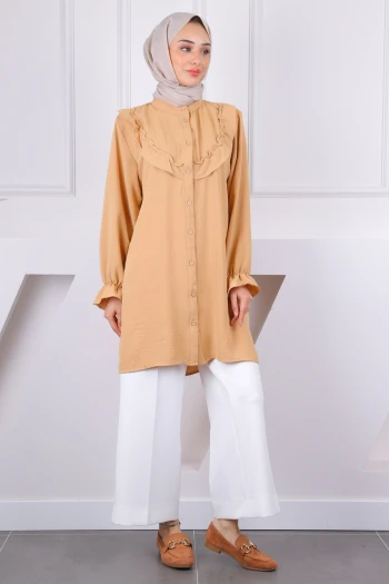 Bisküvi Önü Fırfırlı Ayrobin Tunik