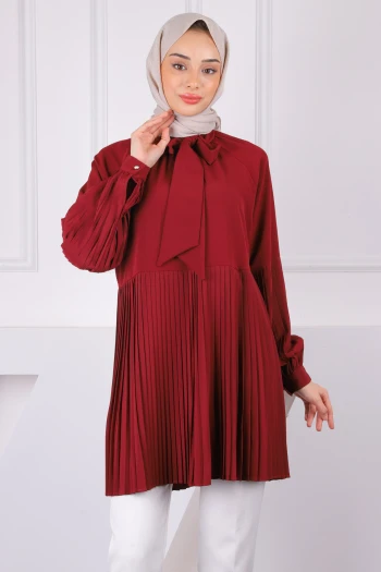 Bordo Piliseli Modal Tunik