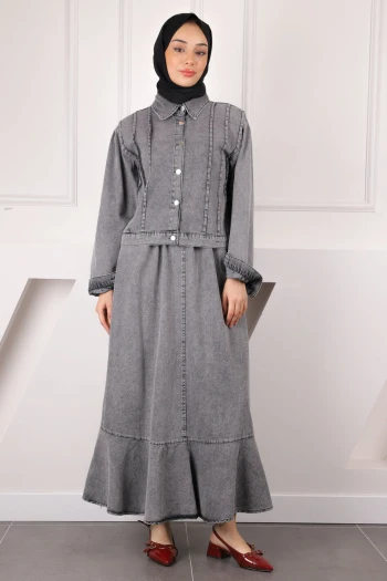 Füme Kot Ceket Etekli Takım