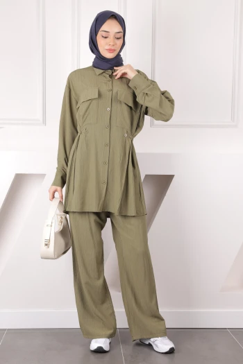 Haki Cepli Tunik Pantolonlu Takım