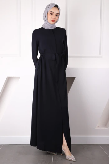 Lacivert Kol Lastikli Fermuarlı Ferace