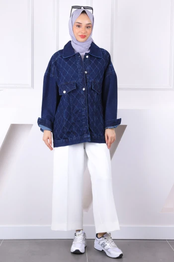 Lacivert Lazer Kesim Kot Ceket