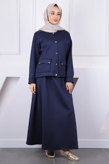 Lacivert Scuba Ceket Etekli Takım