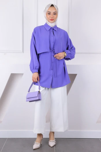 Lila Ön Detaylı  Linda Tunik