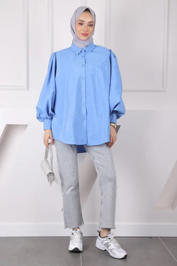 Mavi Balon Kol Gömlek