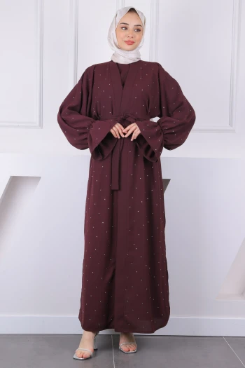 Mürdüm Kuşaklı Taşlı Abaya