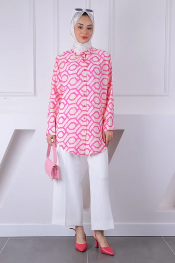 Pembe Desenli Salaş Gömlek