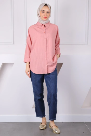Pudra Düğmeli Gömlek
