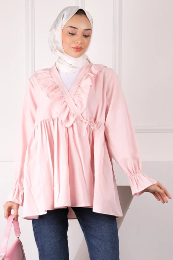 Pudra Yaka Fırfırlı Kimono