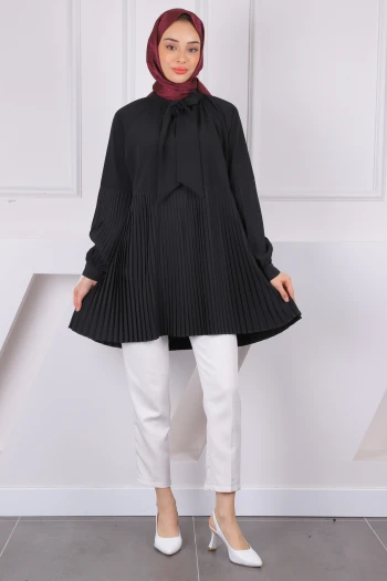 Siyah Piliseli Modal Tunik