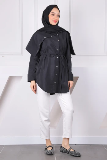 Siyah Yaka Detaylı Modal Tunik