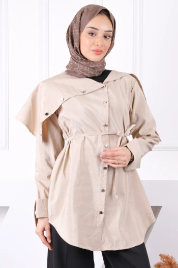 Taş Yaka Detaylı Modal Tunik