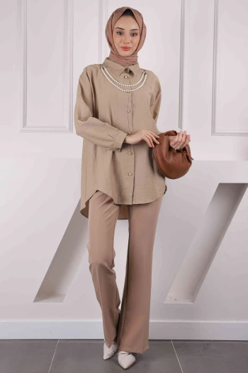 Vizon İnci Kolyeli Gömlek